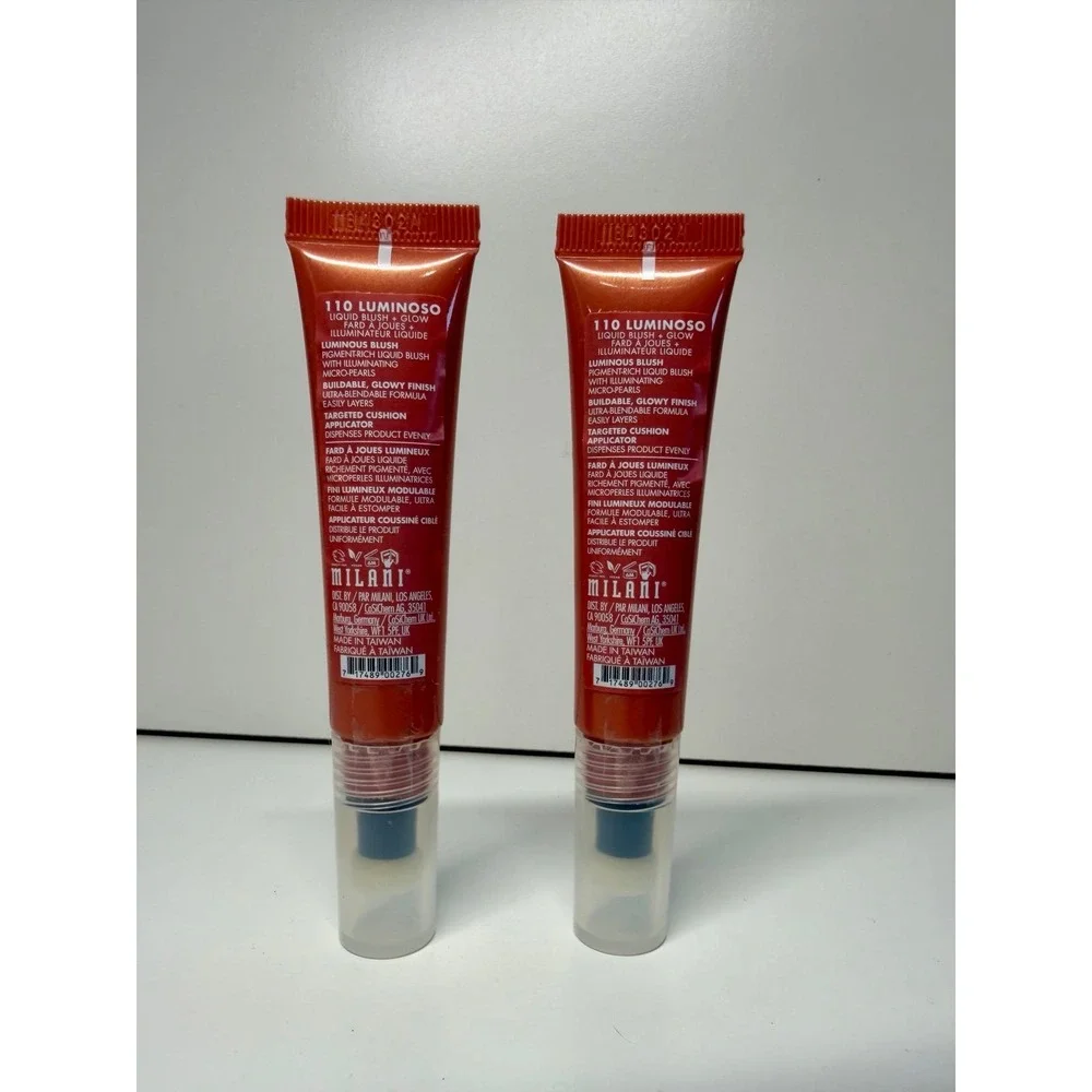 2 Milani Cheek Kiss Liquid Blush Glow 110 LUMINOSO Peach Full Size - 0.33 Oz‎ Ea